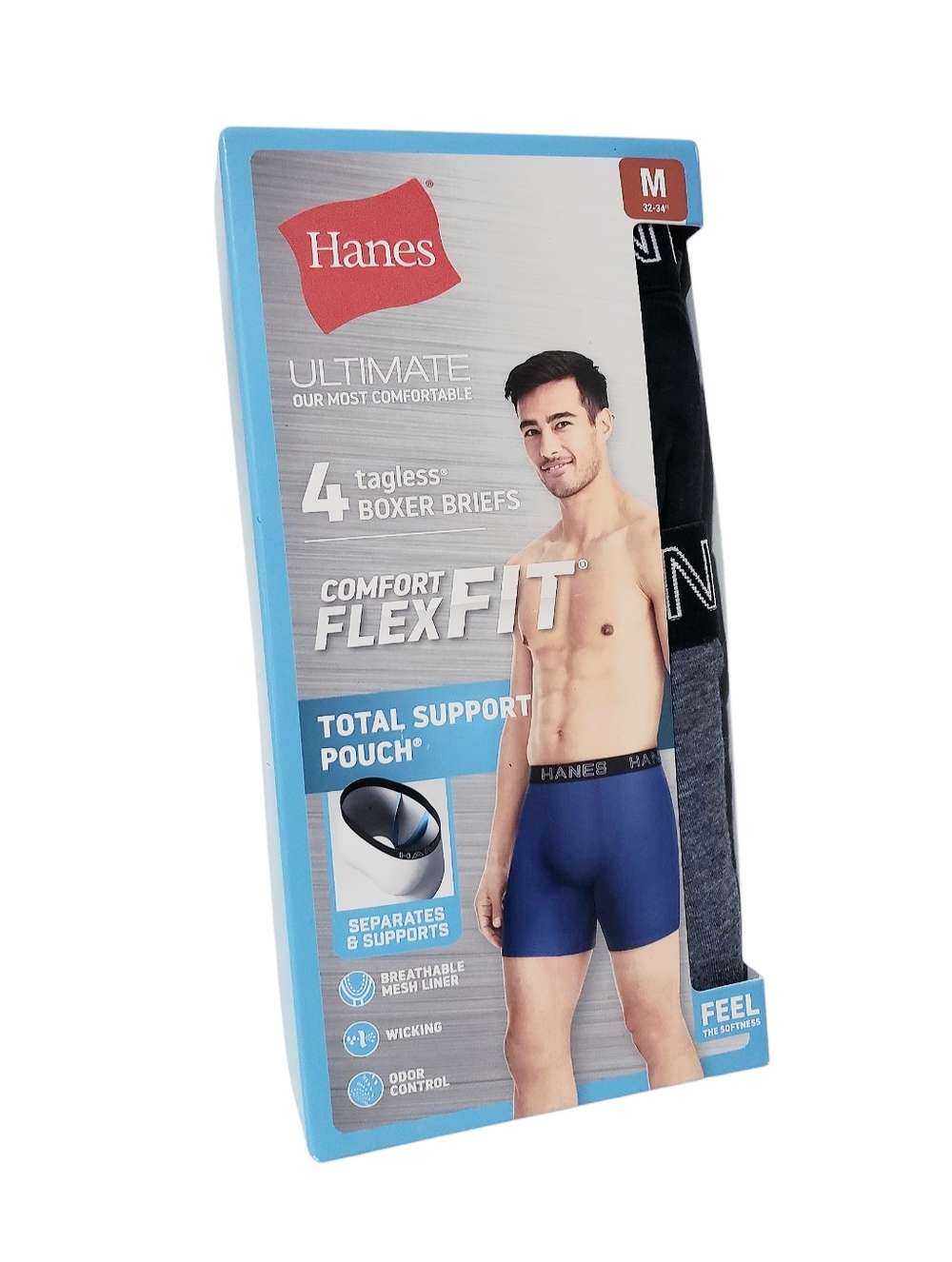 Hanes Ultimate Comfort Flex Total Support Pouch Mens Boxer Brief 4-Pack Medium